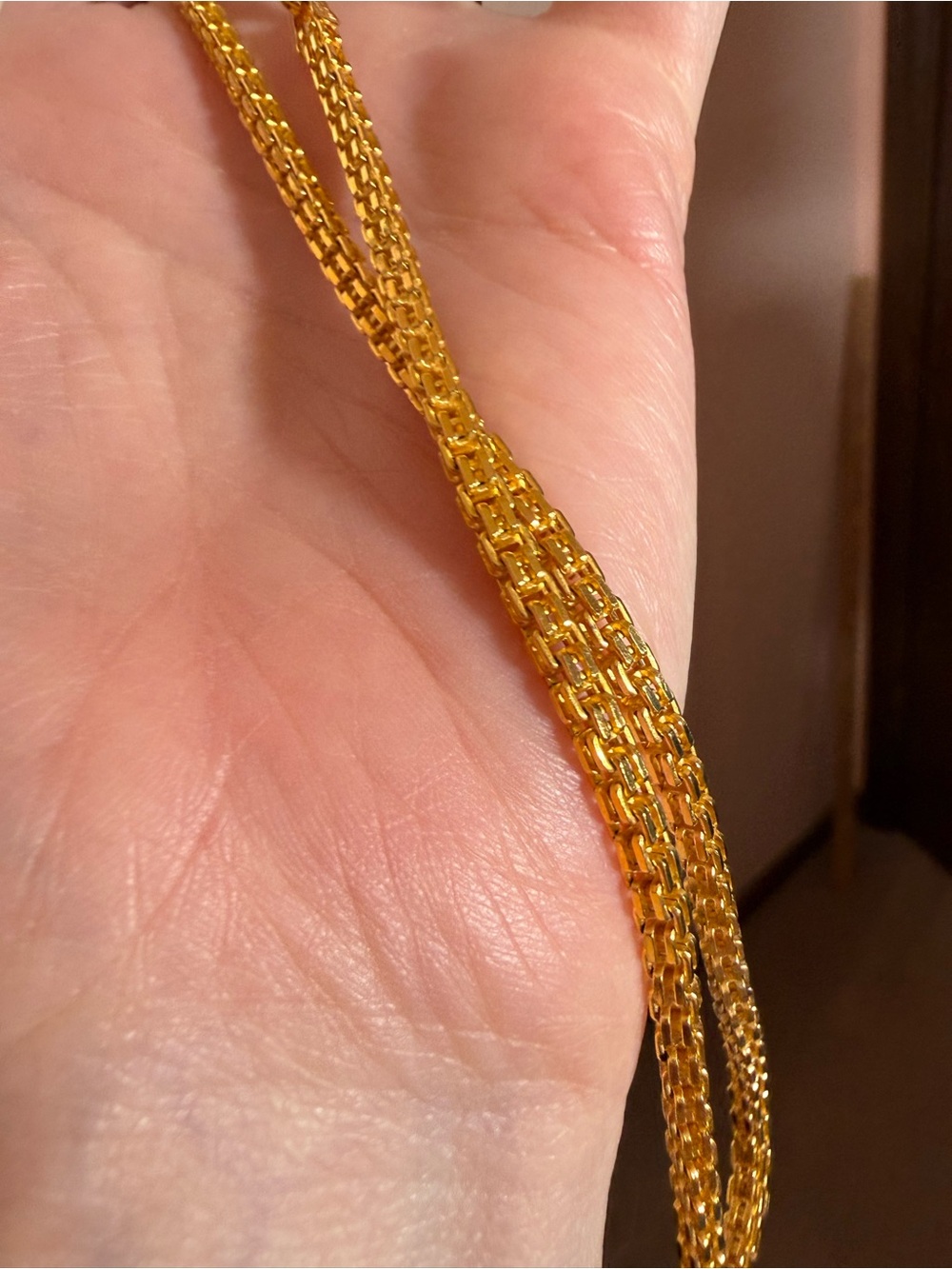 Gold sterling silver designer runway square link heavy chain necklace 18” Italy - Picture 4 of 17